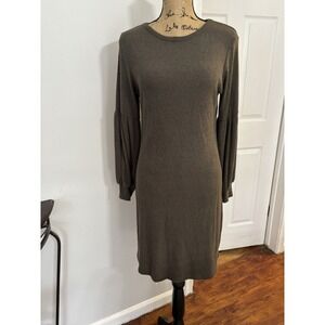 KAKTUS Women's Ribbed Sweater Dress Size S Long Sleeve Knit Midi Dress